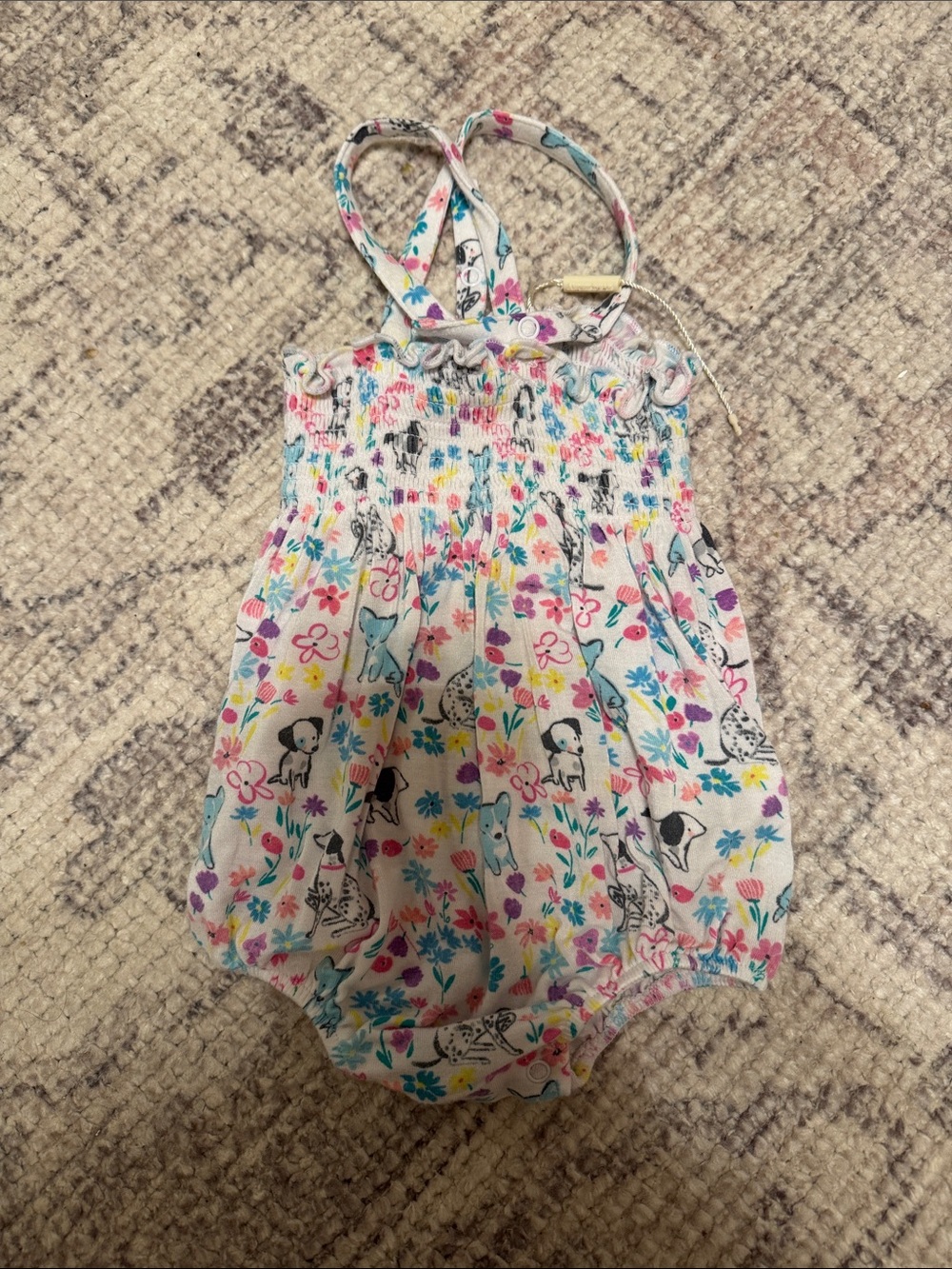 Angel Dear Floral Animal Print Romper